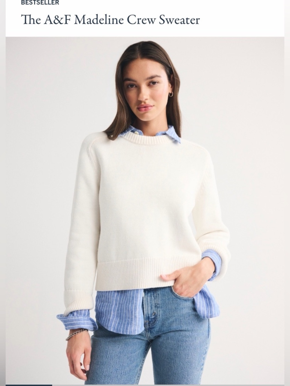 Abercrombie & Fitch The A&F Madeline Crew Sweater. Small. Cream. NWT.